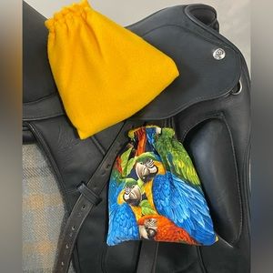 Tropical bird stirrup covers, handmade, new